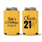 21st birthday koozie D21- Yellow