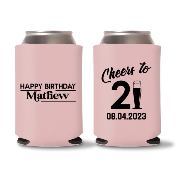 21st birthday koozie D23- Baby Pink