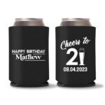 21st birthday koozie D23- Black