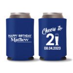 21st birthday koozie D23- Blue