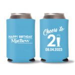 21st birthday koozie D23- Cyan
