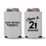 21st birthday koozie D23- Gray