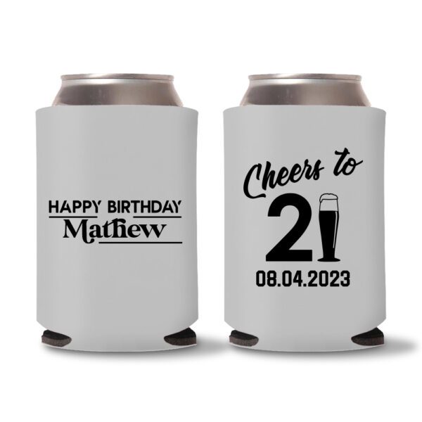 21st birthday koozie D23- Gray