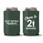 21st birthday koozie D23- Green