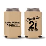 21st birthday koozie D23- Light Brown