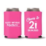 21st birthday koozie D23- Pink