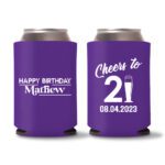 21st birthday koozie D23- Purple