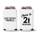 21st birthday koozie D23- White