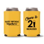 21st birthday koozie D23- Yellow