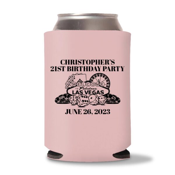 21st birthday koozie D24- Baby Pink