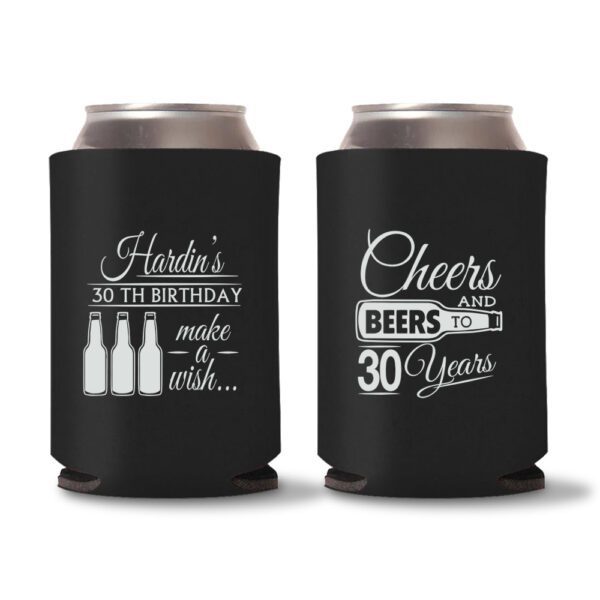 30th Birthday koozies-15 - Black