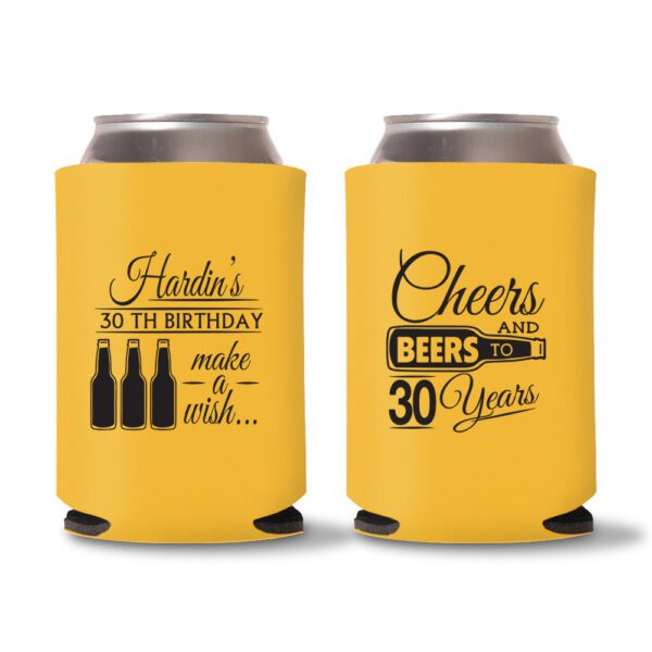 30th Birthday koozies-15 - Yellow