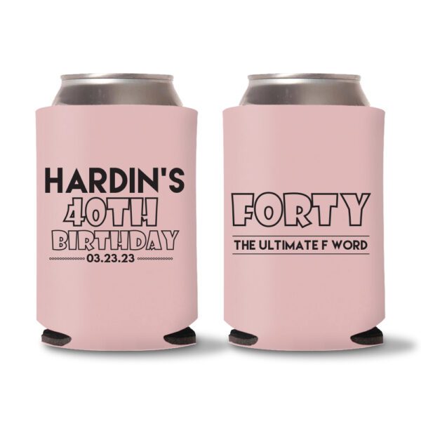 40th Birthday Koozie Favors - Baby Pink