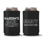 40th Birthday Koozie Favors - Black