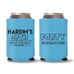 40th Birthday Koozie Favors - Cyan