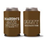 40th Birthday Koozie Favors - Dark Brown