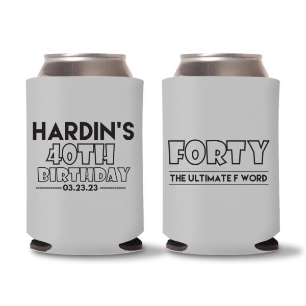 40th Birthday Koozie Favors - Gray