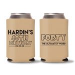 40th Birthday Koozie Favors - Light Brown