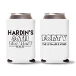 40th Birthday Koozie Favors - White