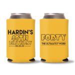 40th Birthday Koozie Favors - Yellow