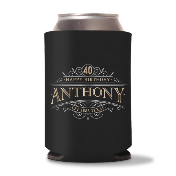 40th Birthday Koozies D22- Black