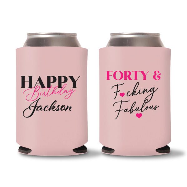 40th Birthday Koozies D24- Baby Pink