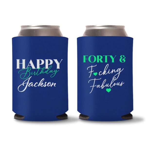 40th Birthday Koozies D24- Blue