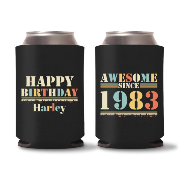 40th Birthday koozies-11 - Black