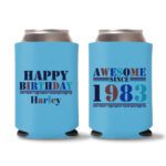 40th Birthday koozies-11 - Cyan