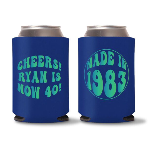 40th Birthday koozies-14 - Blue