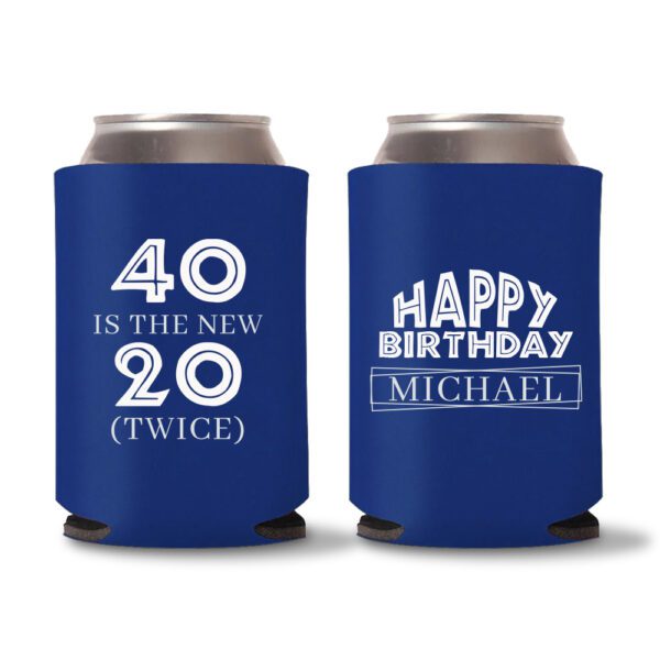 40th birthday koozie D19 - Blue