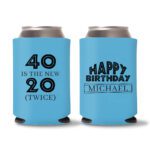 40th birthday koozie D19 - Cyan