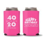 40th birthday koozie D19 - Pink