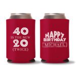 40th birthday koozie D19 - Red