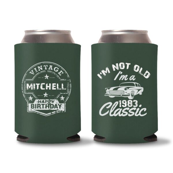 40th birthday koozie D20- Green