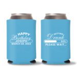 50th birthday koozie D12- Cyan