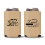 50th birthday koozie D12- Light Brown