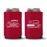 50th birthday koozie D12- Red