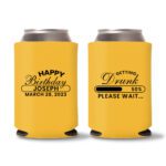 50th birthday koozie D12- Yellow