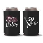 50th birthday koozie D13- Black