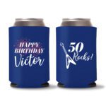 50th birthday koozie D13- Blue