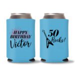 50th birthday koozie D13- Cyan