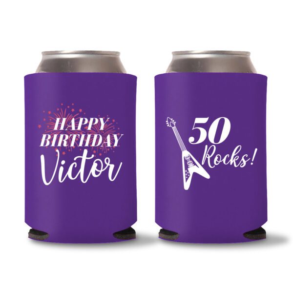 50th birthday koozie D13- Purple