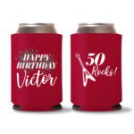50th birthday koozie D13- Red