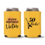 50th birthday koozie D13- Yellow