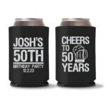50th birthday koozie D14- Black