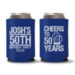 50th birthday koozie D14- Blue