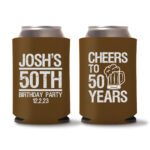 50th birthday koozie D14- Dark Brown