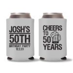 50th birthday koozie D14- Gray