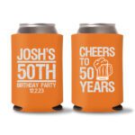 50th birthday koozie D14- Orange